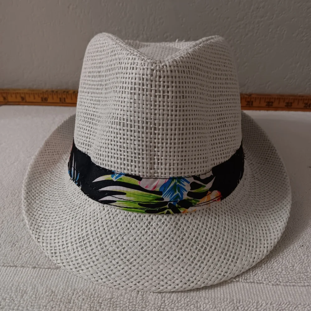White Fedora with Tropical Band